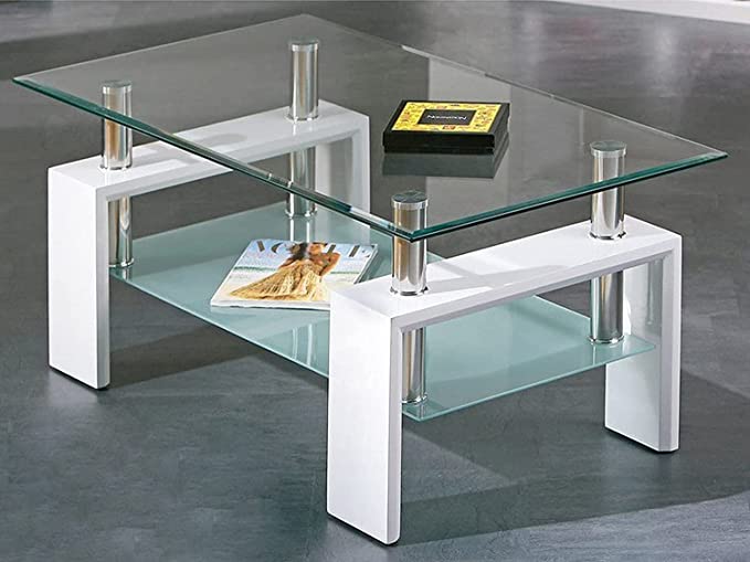 Modern Coffee Table With Glass Shelf - Property London