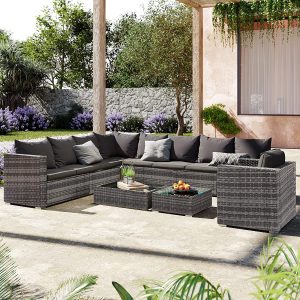 Rattan Corner Sofa Garden Furniture Set - Property London