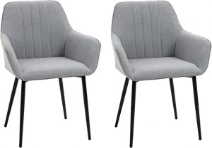 Upholstered Linen Fabric Accent Chairs with Metal Legs - Property London