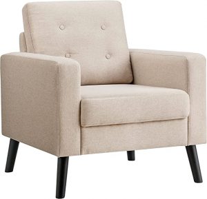 Upholstered Lounge Tub Armchair with Rubber Wood Legs - Property London